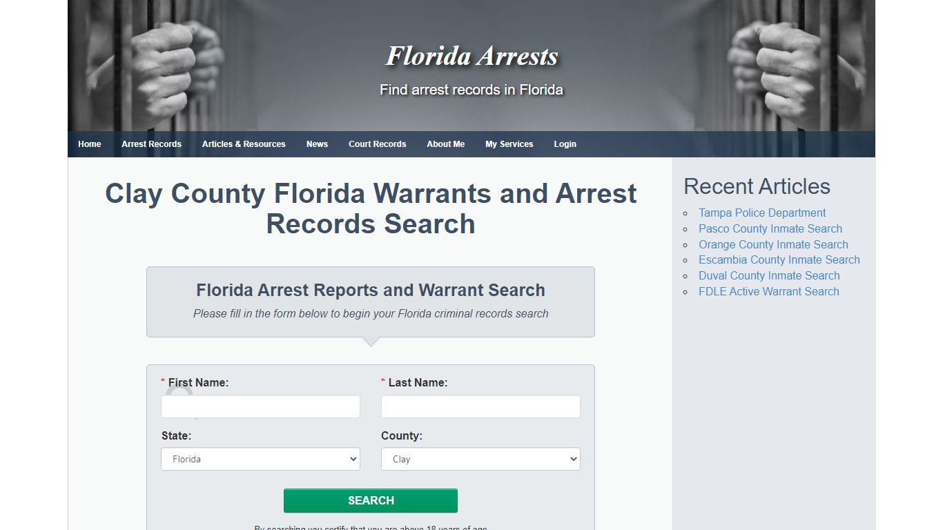 Clay County Florida Warrants and Arrest Records Search